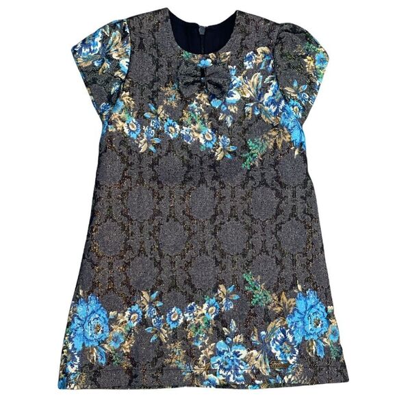 LILAX Sz 3y-98cm Beautiful Iridescent Floral Brocade A-line Fully Lined Dress - Picture 1 of 5